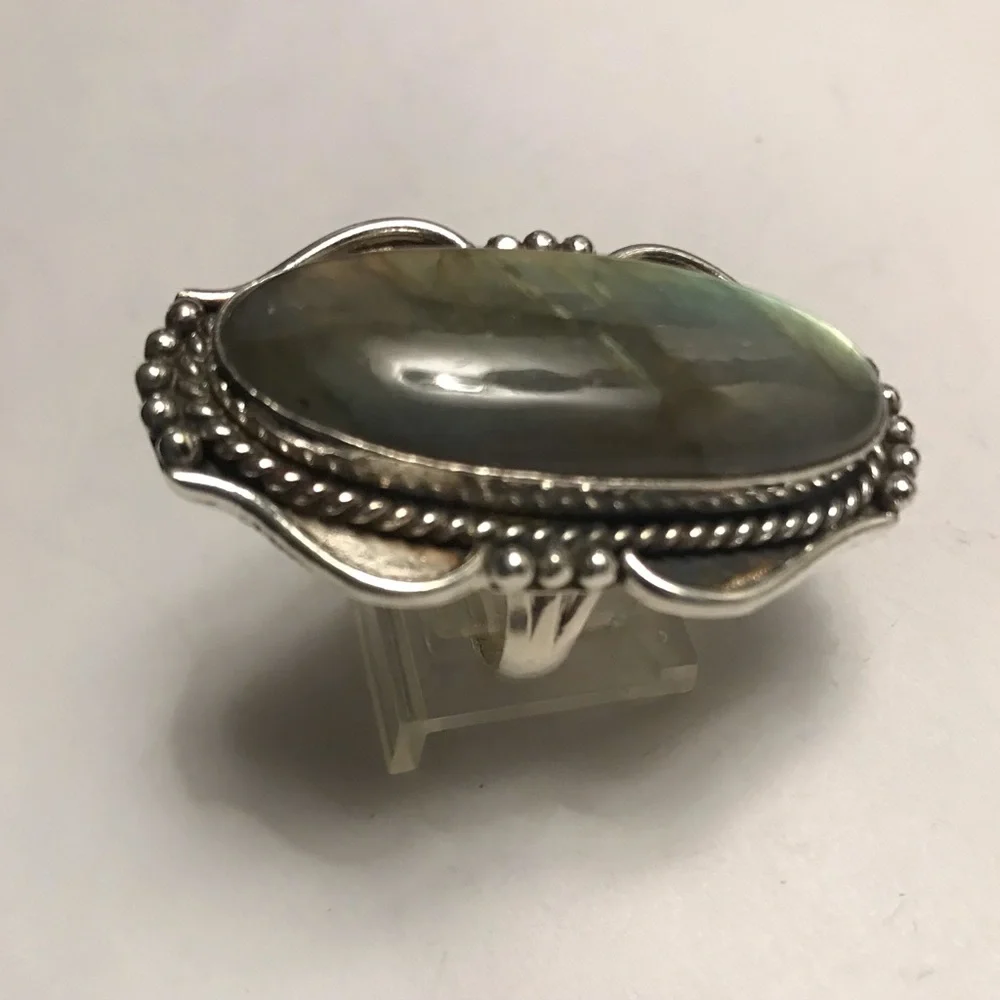 Labradorite Stamped 925 Sterling Silver Ring
